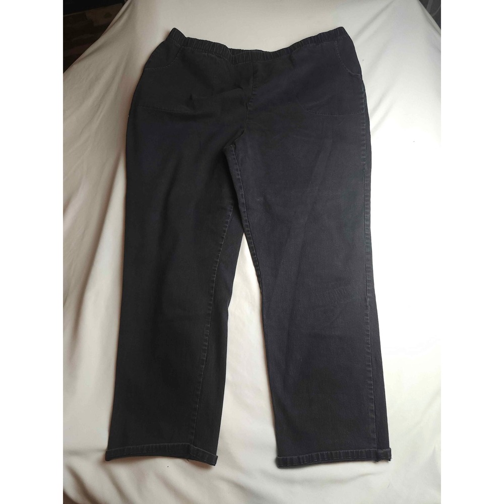Blair Black Stretch Denim Elastic‎ Waist Pants Plus Size 26/28 Straight Womens